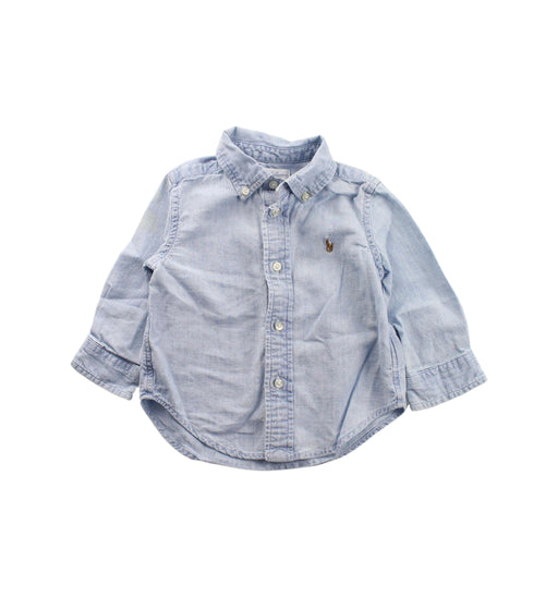 A Blue Lightweight Jackets from Ralph Lauren in size 6-12M for boy. (Front View)