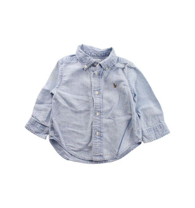 A Blue Lightweight Jackets from Ralph Lauren in size 6-12M for boy. (Front View)