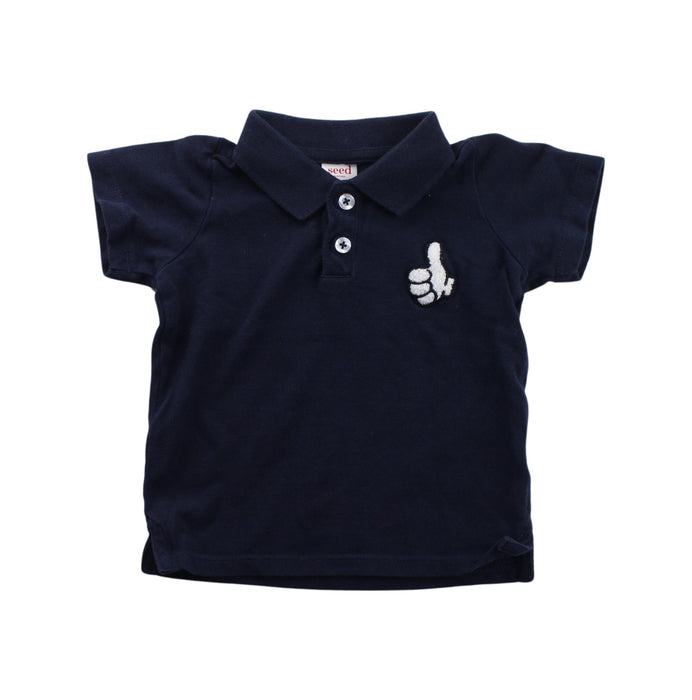 A Blue Short Sleeve Polos from Seed in size 3-6M for boy. (Front View)