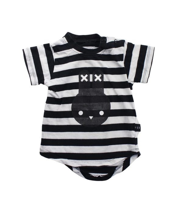 A Black Short Sleeve T Shirts from Huxbaby in size 6-12M for boy. (Front View)