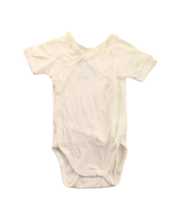 A White Short Sleeve Bodysuits from Petit Bateau in size 3-6M for neutral. (Front View)