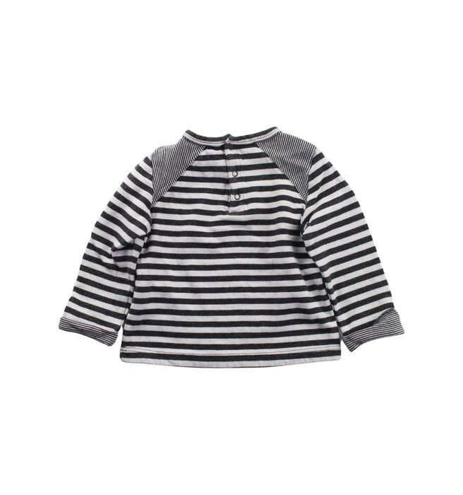 A Black Buttoned Sweatshirts from Petit Bateau in size 6-12M for boy. (Back View)