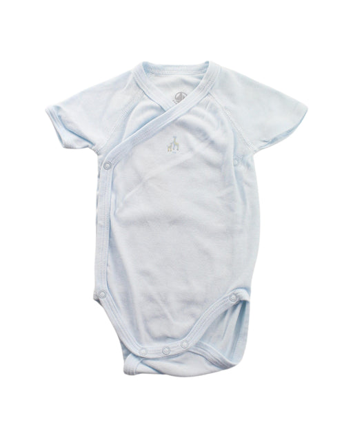 A Blue Short Sleeve Bodysuits from Petit Bateau in size 0-3M for boy. (Front View)