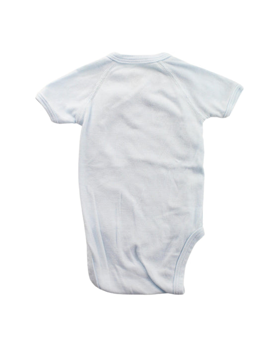 A Blue Short Sleeve Bodysuits from Petit Bateau in size 0-3M for boy. (Back View)