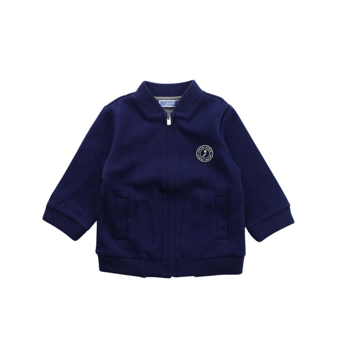 A Blue Zippered Sweatshirts from Jacadi in size 6-12M for boy. (Front View)