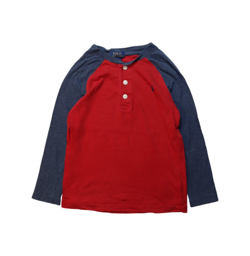 A Grey Long Sleeve T Shirts from Polo Ralph Lauren in size 5T for boy. (Front View)