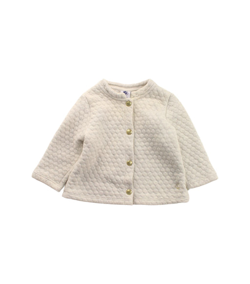 A White Cardigans from Petit Bateau in size 6-12M for girl. (Front View)