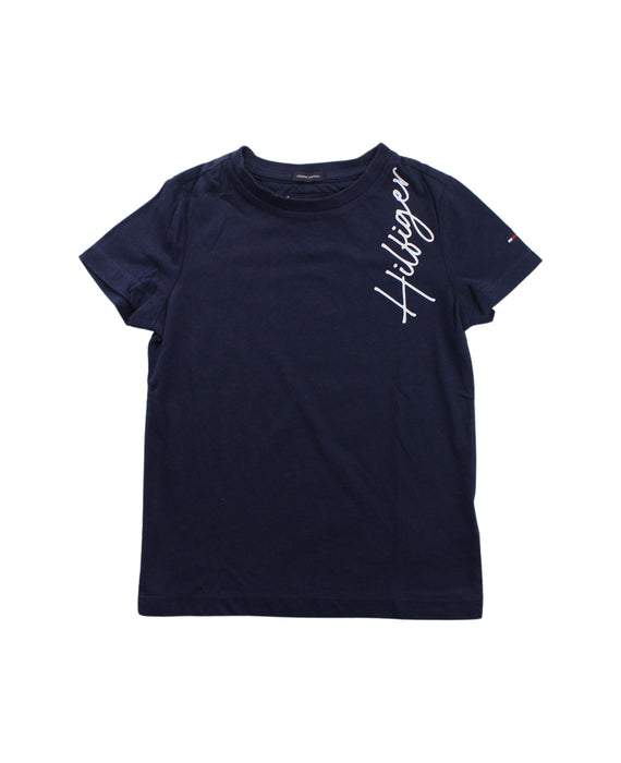 A Blue Short Sleeve T Shirts from Tommy Hilfiger in size 4T for girl. (Front View)