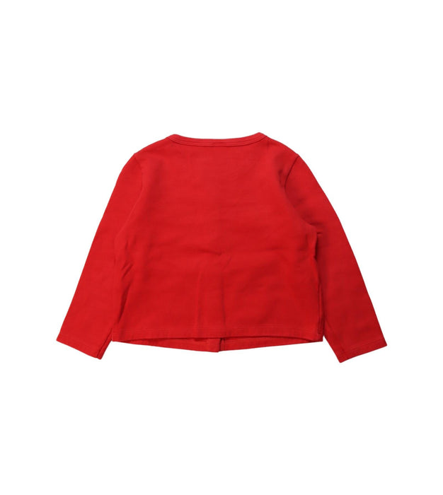 A Red Cardigans from Petit Bateau in size 4T for girl. (Back View)