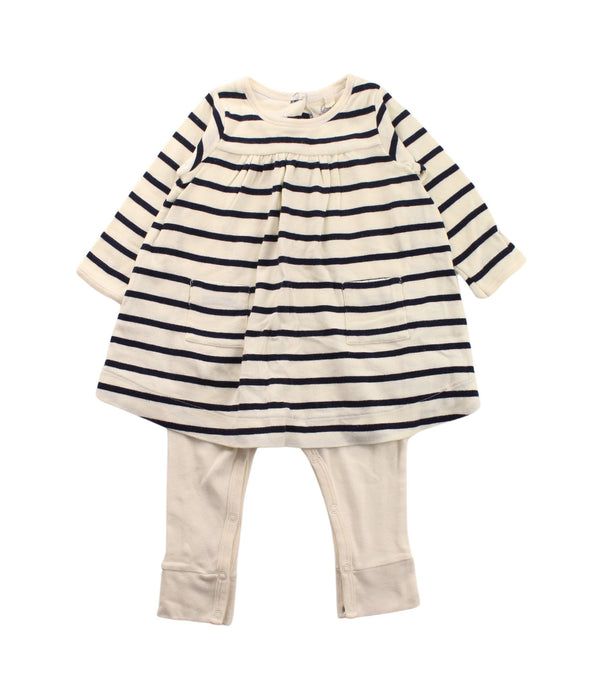 A Black Dress Sets from Petit Bateau in size 3-6M for girl. (Front View)