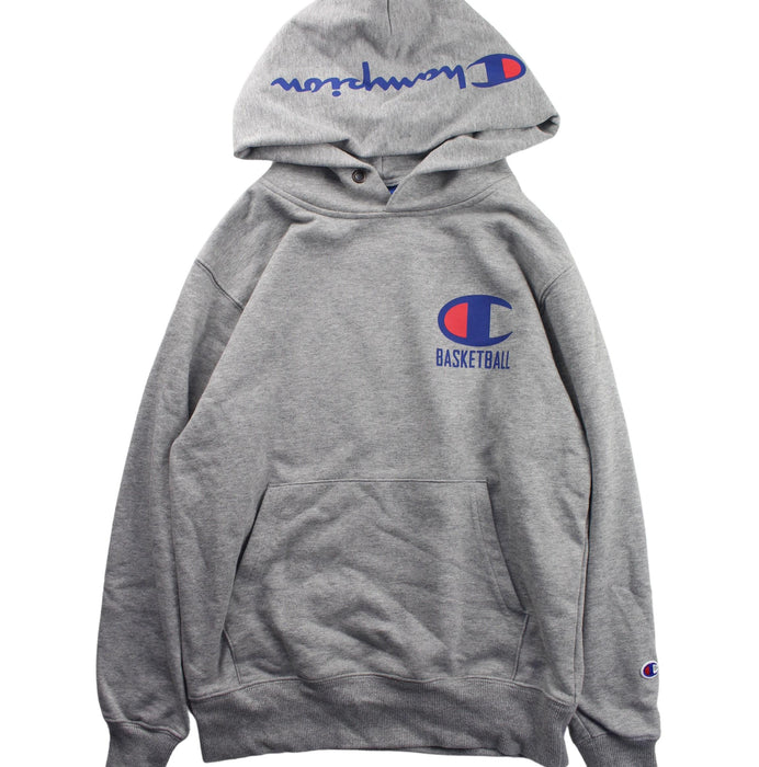 A Grey Hooded Sweatshirts from Champion in size 11Y for boy. (Front View)