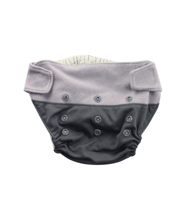 A Grey Swim Diapers from GroVia in size O/S for boy. (Front View)