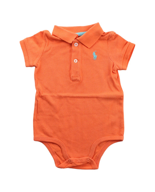 A Orange Short Sleeve Bodysuits from Ralph Lauren in size 6-12M for boy. (Front View)