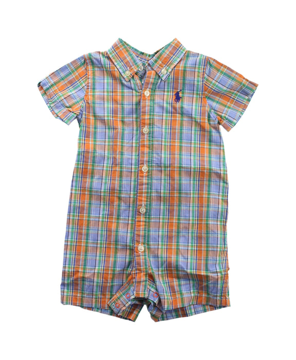 A Blue Short Sleeve Rompers from Ralph Lauren in size 3-6M for boy. (Front View)