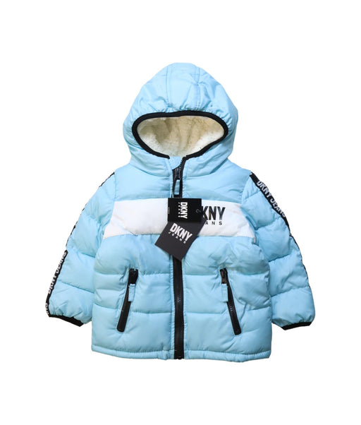 A Multicolour Puffer/Quilted Jackets from DKNY in size 2T for neutral. (Front View)