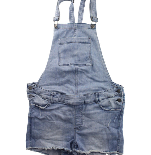 A Blue Overall Shorts from DL1961 in size XS for maternity. (Front View)