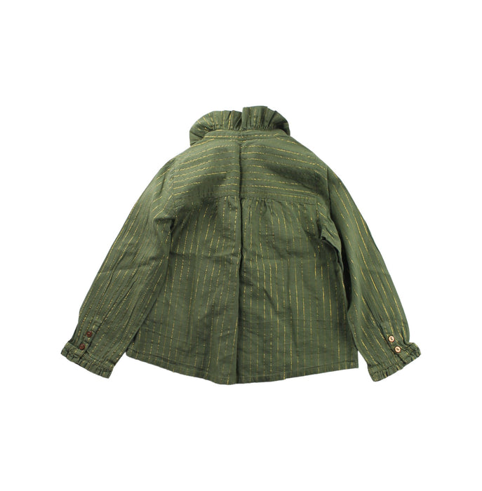 A Green Long Sleeve Shirts from Cyrillus in size 4T for girl. (Back View)
