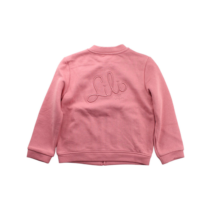 A Pink Zippered Sweatshirts from Lili Gaufrette in size 6T for girl. (Back View)