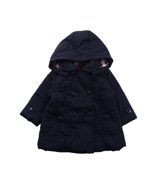 A Blue Coats from Jacadi in size 6-12M for girl. (Front View)