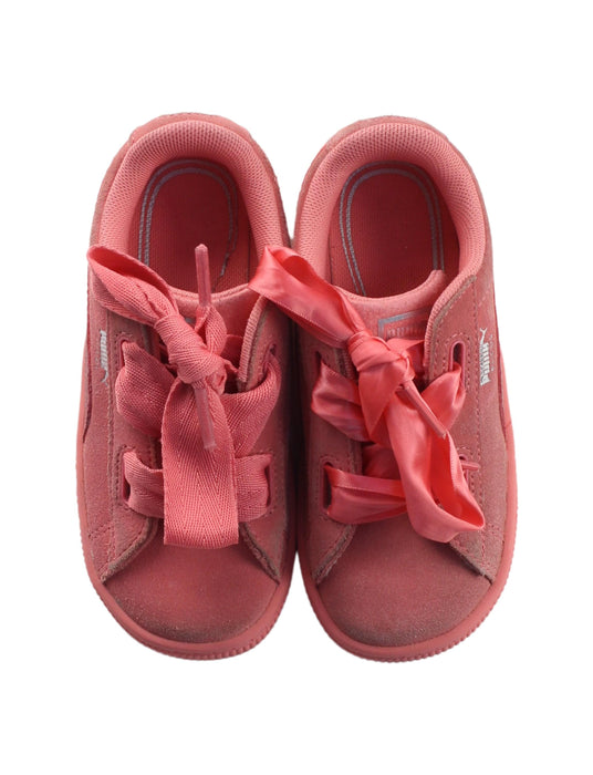 A Red Sneakers from Puma in size 4T for girl. (Back View)