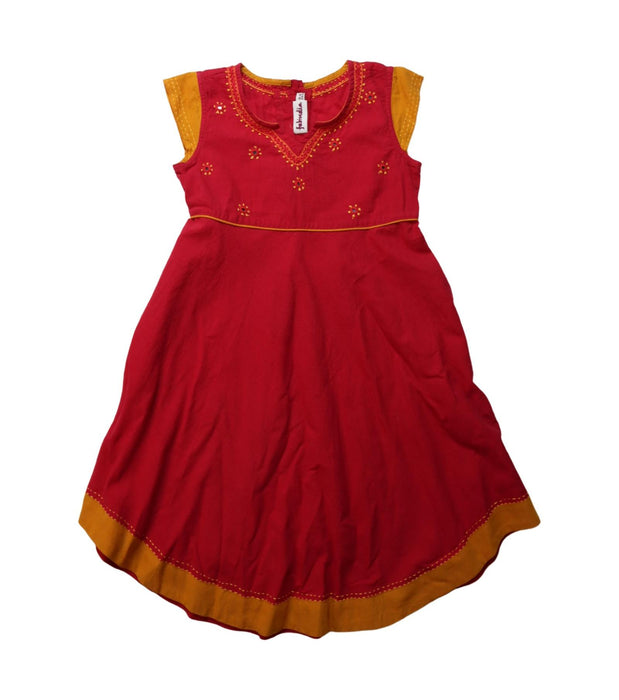 A Red Short Sleeve Dresses from Fabindia in size 6T for girl. (Front View)