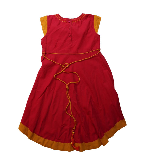 A Red Short Sleeve Dresses from Fabindia in size 6T for girl. (Back View)
