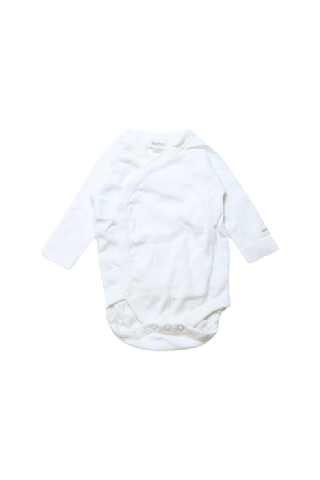 A White Long Sleeve Bodysuits from Newbie in size 0-3M for neutral. (Front View)