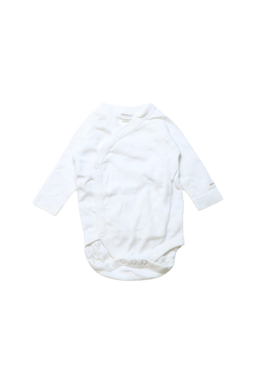 A White Long Sleeve Bodysuits from Newbie in size 0-3M for neutral. (Front View)