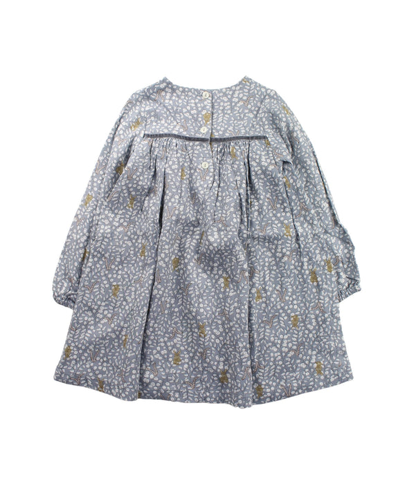 A Grey Long Sleeve Dresses from Confiture in size 5T for girl. (Back View)