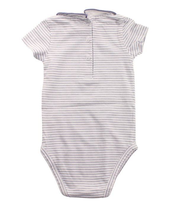 A Blue Short Sleeve Bodysuits from Cyrillus in size 3-6M for girl. (Back View)