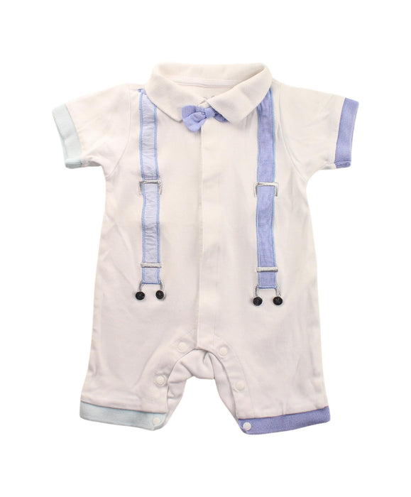 A Blue Short Sleeve Rompers from Chickeeduck in size 0-3M for boy. (Front View)