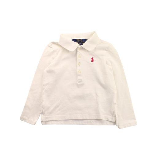A White Long Sleeve Polos from Polo Ralph Lauren in size 3T for girl. (Front View)