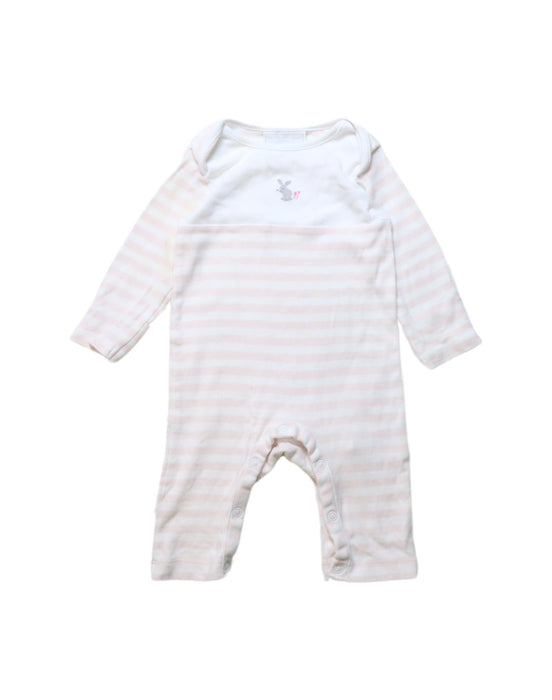 A Pink Long Sleeve Jumpsuits from The Little White Company in size 3-6M for girl. (Front View)
