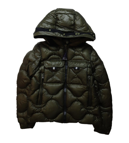 A Green Puffer/Quilted Jackets from Moncler in size 10Y for neutral. (Front View)