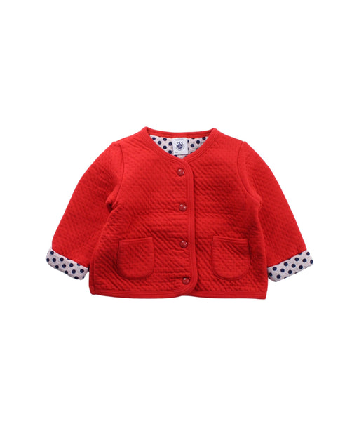 A Red Cardigans from Petit Bateau in size 3-6M for girl. (Front View)