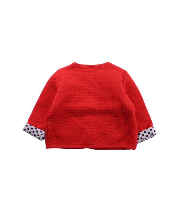 A Red Cardigans from Petit Bateau in size 3-6M for girl. (Back View)