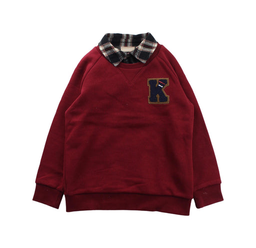 A Red Buttoned Sweatshirts from Chickeeduck in size 4T for boy. (Front View)