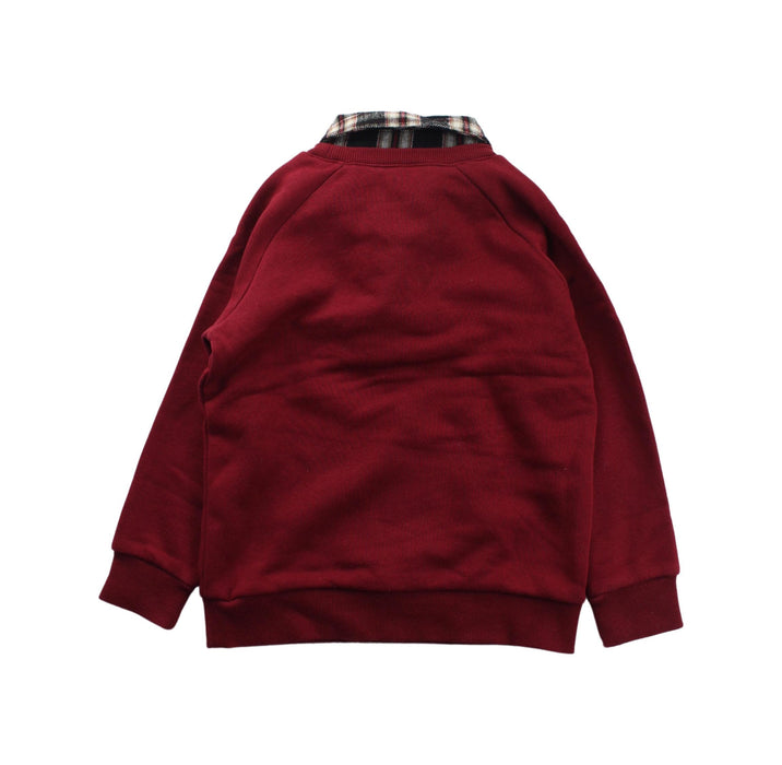 A Red Buttoned Sweatshirts from Chickeeduck in size 4T for boy. (Back View)