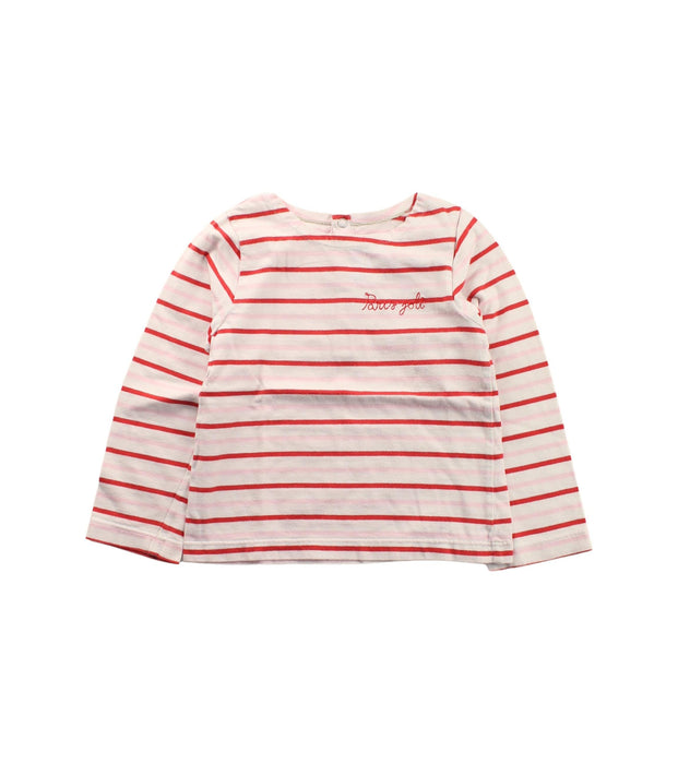 A Red Long Sleeve T Shirts from Jacadi in size 3T for girl. (Front View)