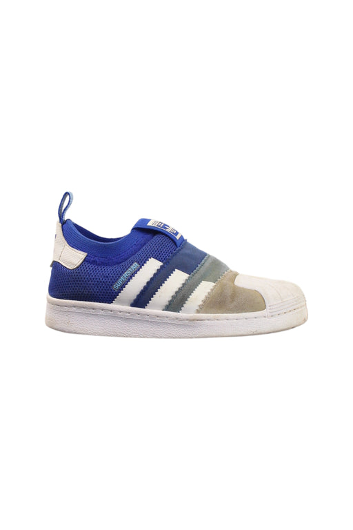 A Blue Slip Ons from Adidas in size 5T for boy. (Front View)
