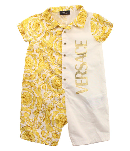 A White Short Sleeve Rompers from Young Versace in size 12-18M for girl. (Front View)
