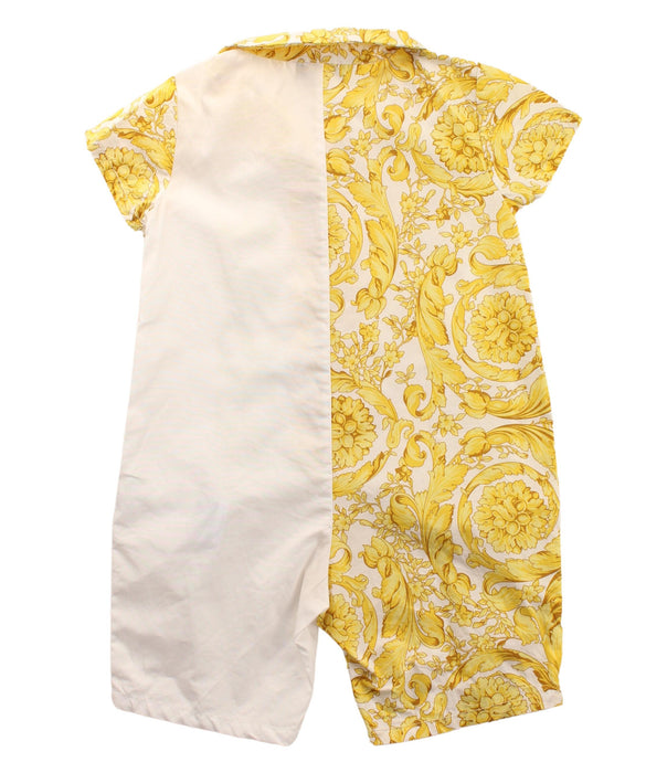 A White Short Sleeve Rompers from Young Versace in size 12-18M for girl. (Back View)