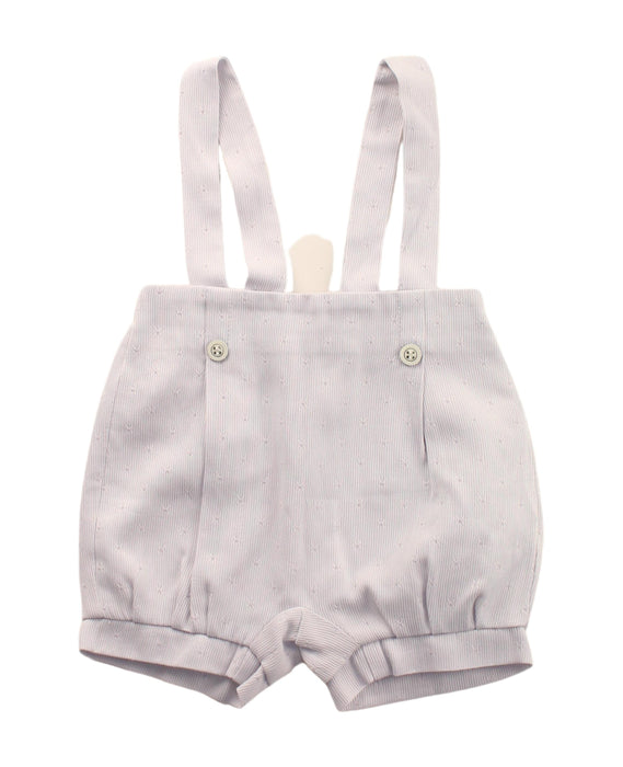 A White Overall Shorts from Chickeeduck in size 6-12M for neutral. (Front View)