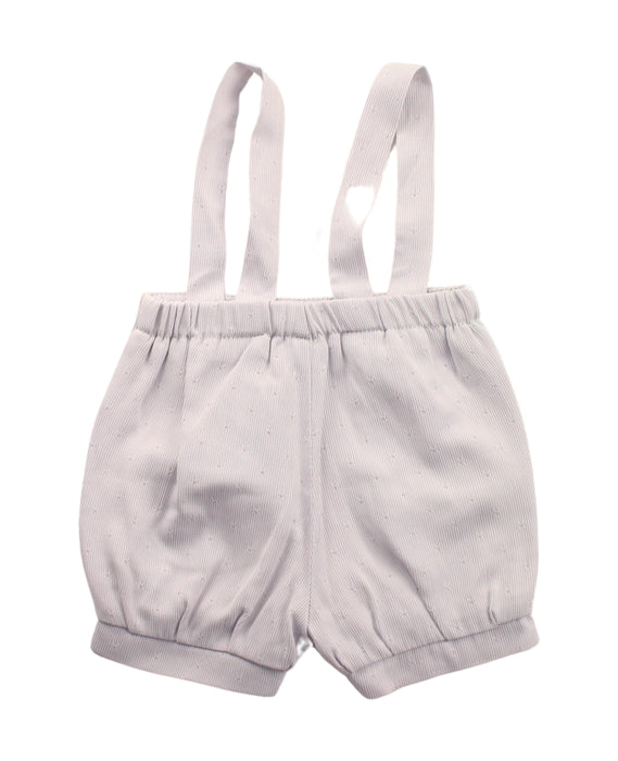 A White Overall Shorts from Chickeeduck in size 6-12M for neutral. (Back View)