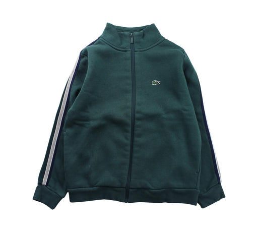 A Green Zippered Sweatshirts from Lacoste in size 10Y for boy. (Front View)