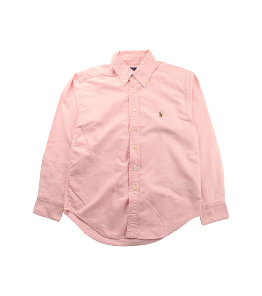 A Pink Long Sleeve Shirts from Ralph Lauren in size 8Y for boy. (Front View)