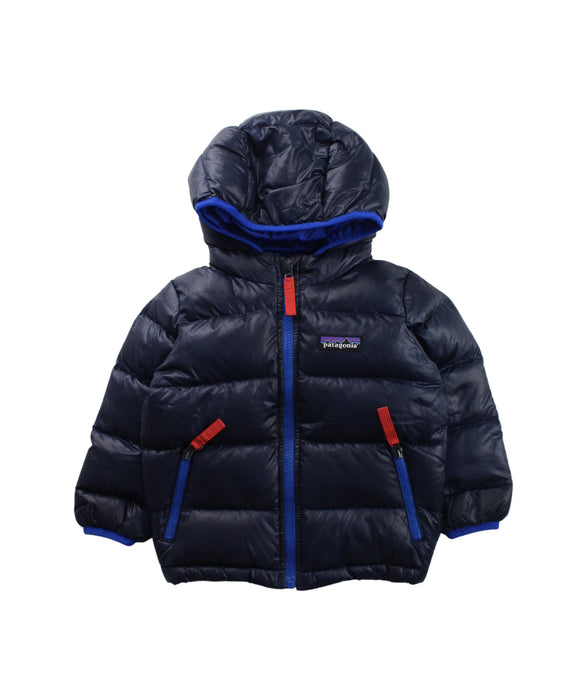 A Blue Puffer/Quilted Jackets from Patagonia in size 6-12M for boy. (Front View)