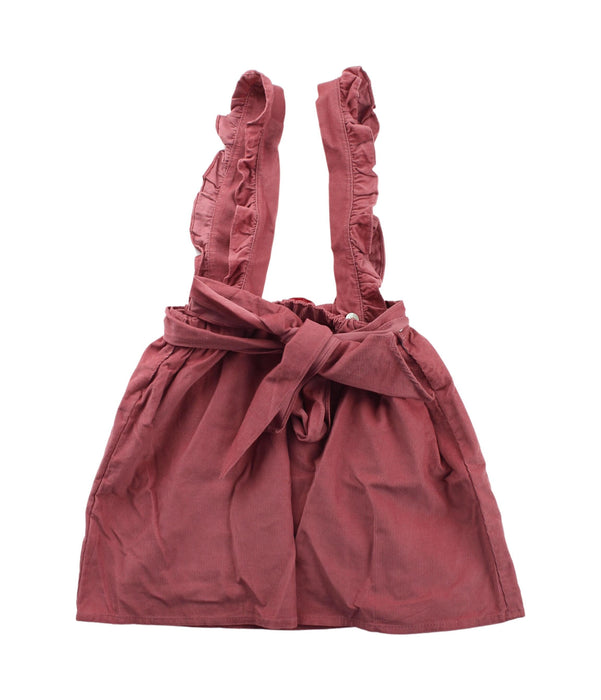 A Red Overall Dresses from La Coqueta in size 6T for girl. (Back View)