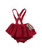 A Red Overall Dresses from Nanos in size 3T for girl. (Front View)