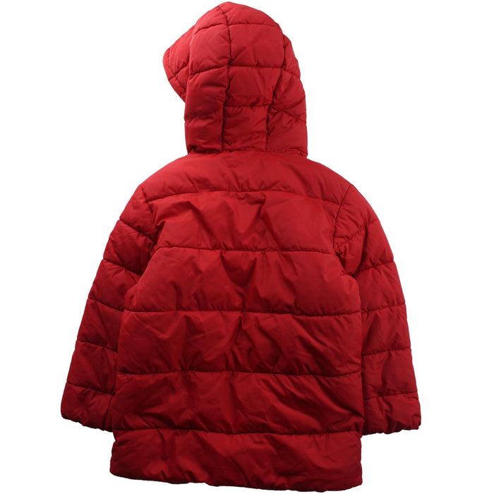 A Red Puffer/Quilted Jackets from Petit Bateau in size 6T for girl. (Back View)